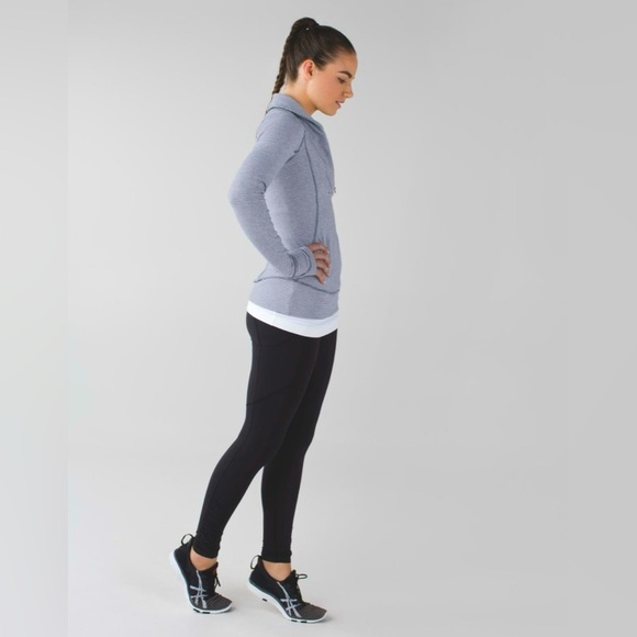 Lululemon Think Fast Pullover Mini Check Pique White Heathered Slate/White - 6 - Picture 1 of 16